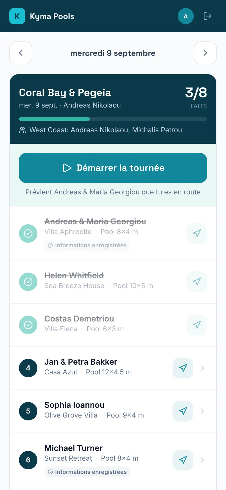 La tournée du technicien sur le téléphone
